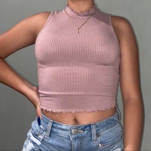 Purple Ruffle Crop Top